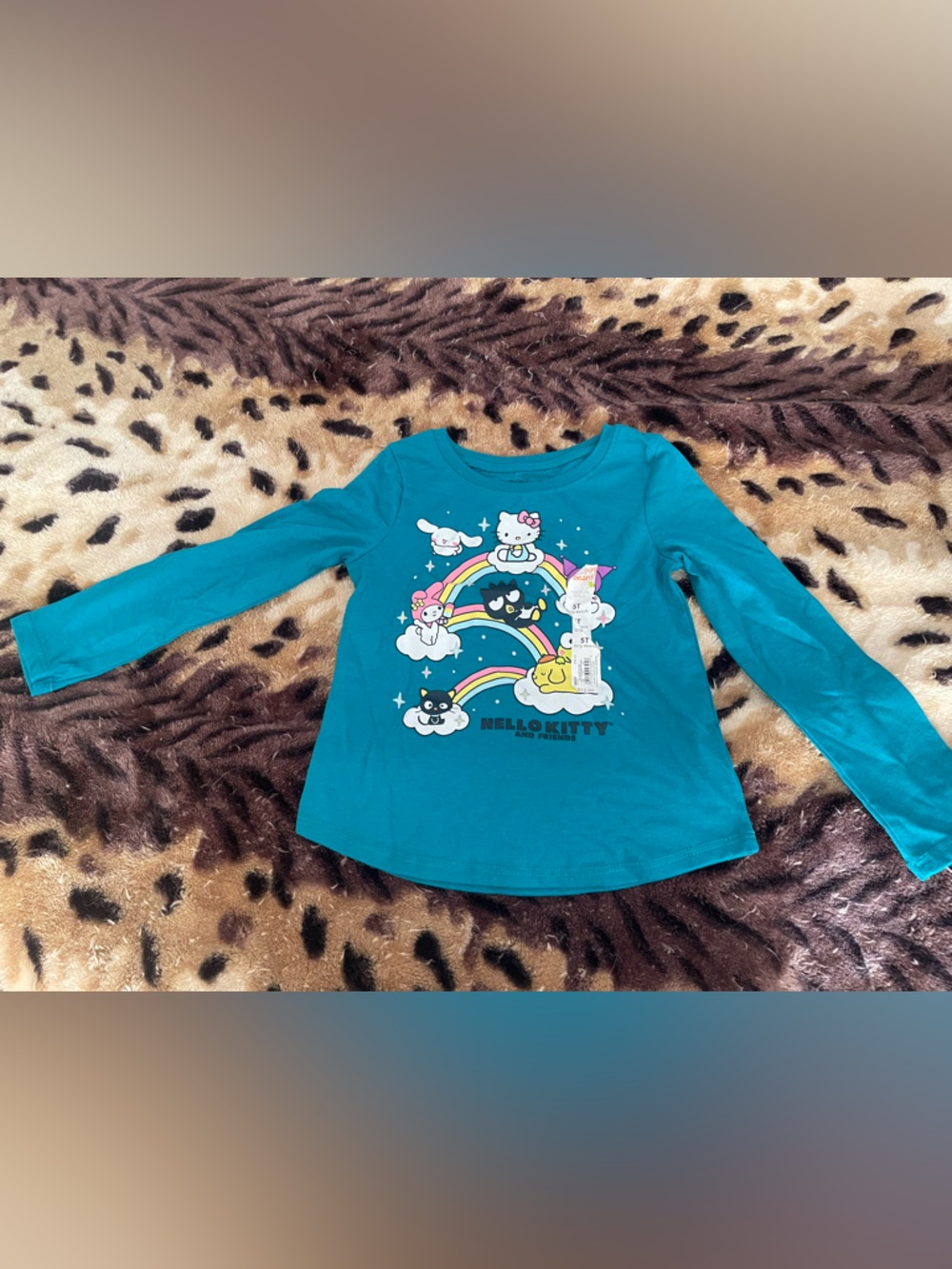 jumping beans Teal Long-Sleeve Hello Kitty Rainbow Graphic Top